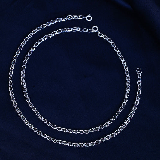 925 Sterling Silver Anklet Payal for Women & Girls - 1 Pair