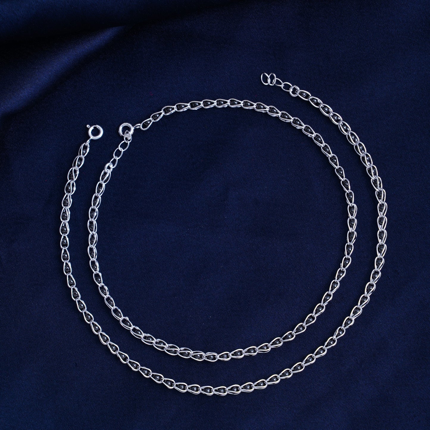 925 Sterling Silver Anklet Payal for Women & Girls - 1 Pair