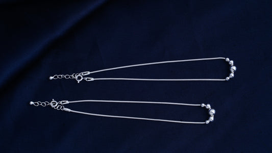 925 Sterling Silver Five Ball Anklet Payal for Women 1pc- Nemichand Jewels