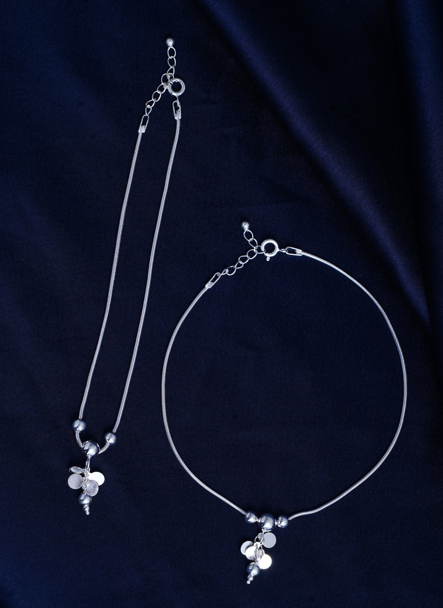 925 Sterling Silver Angur Anklet Payal for Women 1 pair