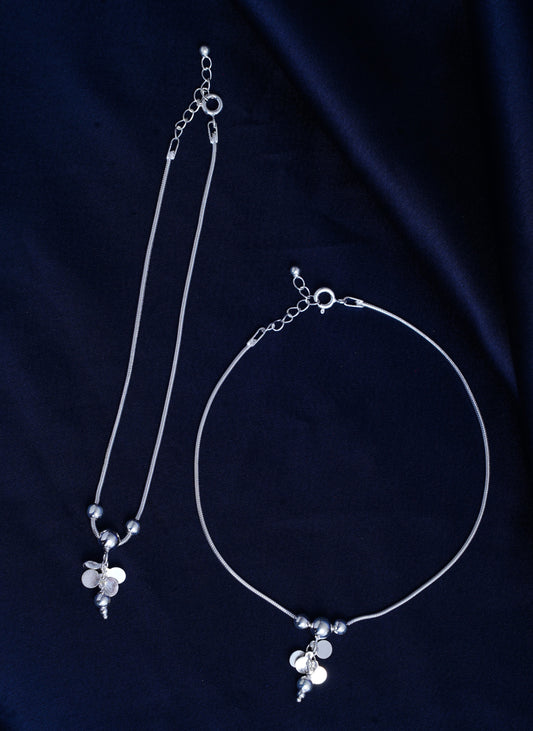 925 Sterling Silver Angur Anklet Payal for Women 1 pair