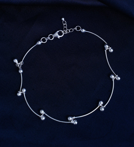 925 Sterling Silver Anklet Payal for Women 1 pc- Nemichand Jewels