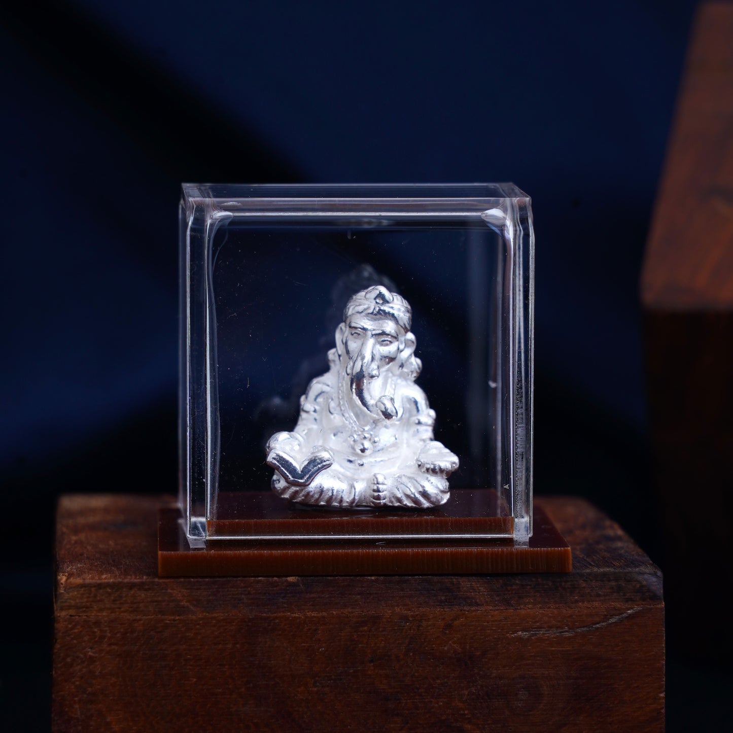 Silver Hollow Lord Ganesha / Ganpati Murti for Home Temple and Pooja Room