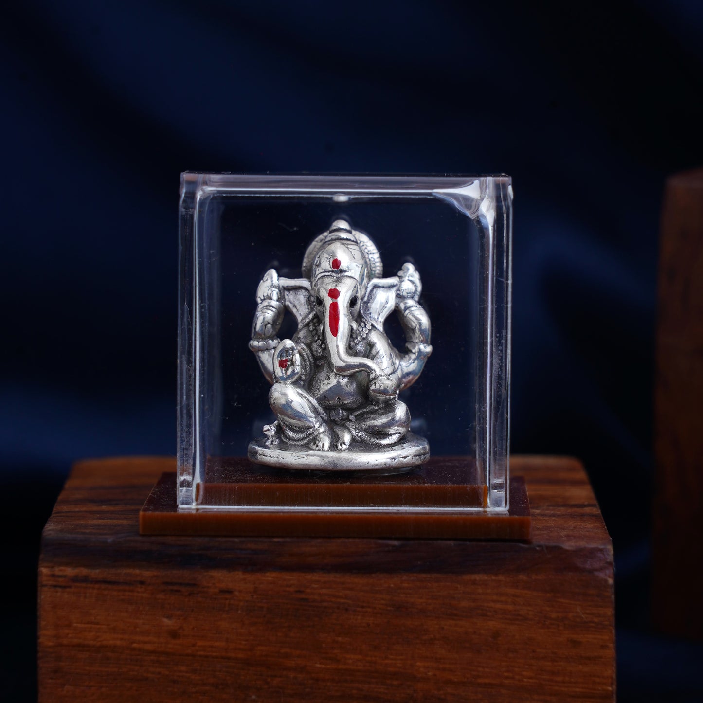 Silver Hollow Lord Ganesha / Ganpati Murti for Home Temple and Pooja Room
