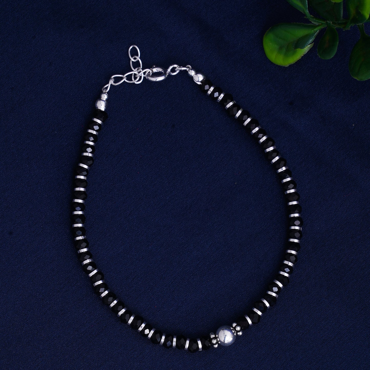 925 Sterling Silver Nazariya Ball Beads Crystals Bracelet for Women (7 inch + Extension)