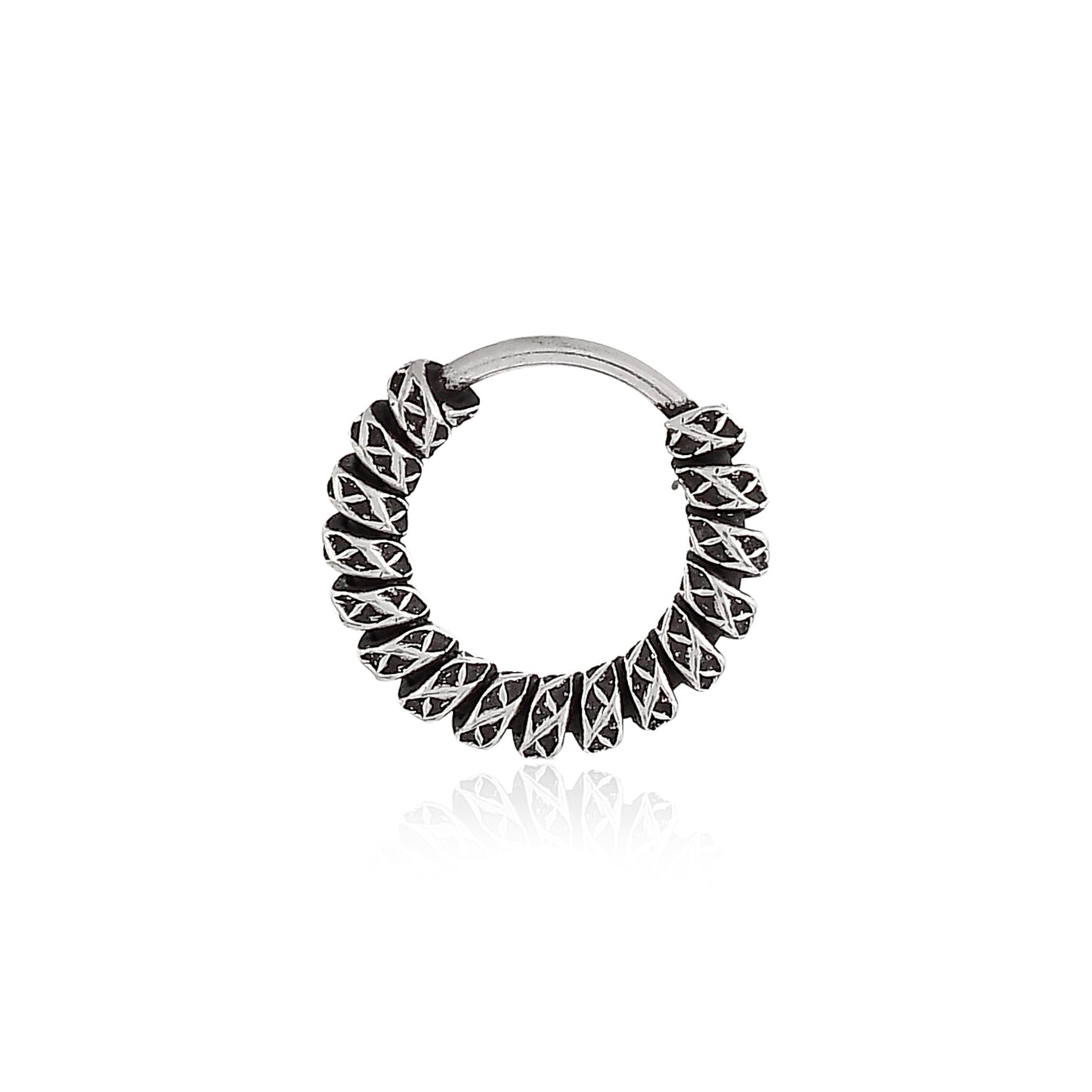 Sterling Silver 925 Oxidized Nose Ring - 10mm