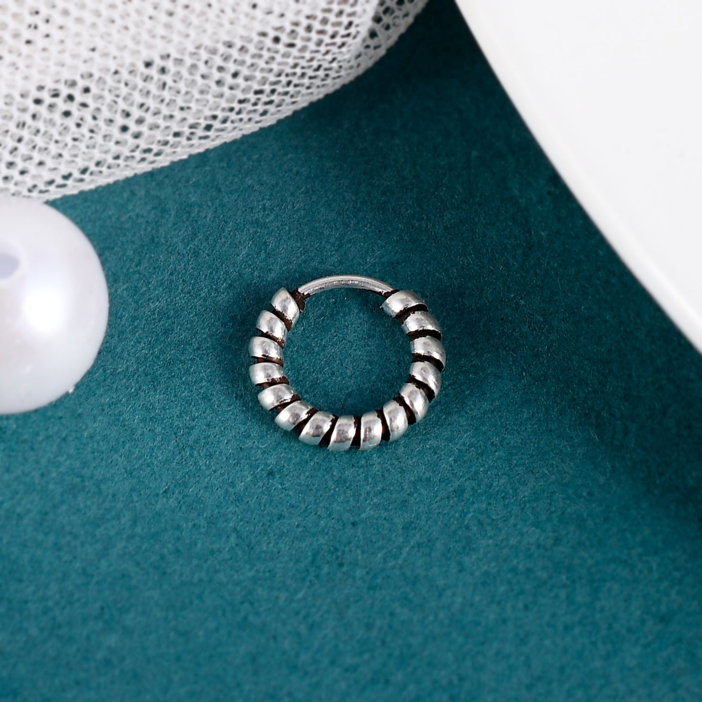 Sterling Silver 925 Oxidized Nose Ring - 10mm