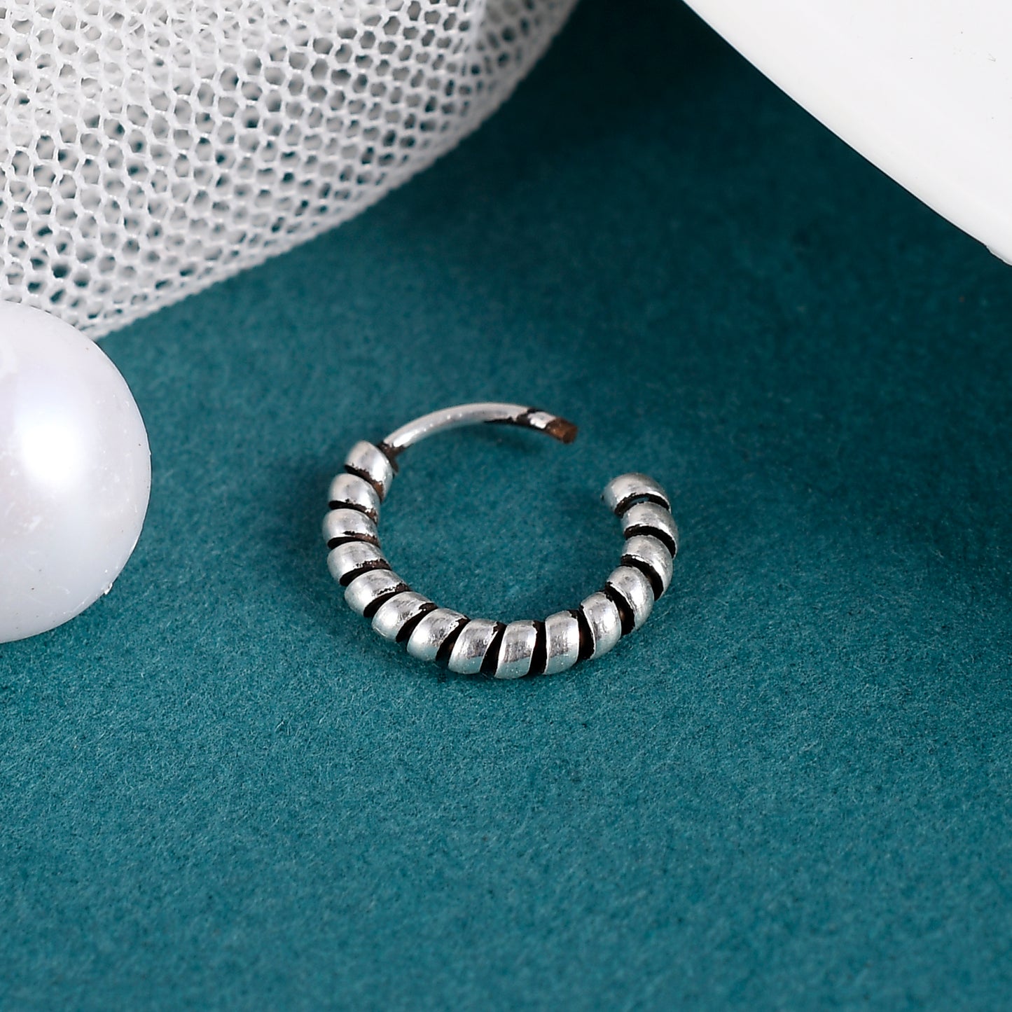 Sterling Silver 925 Oxidized Nose Ring - 10mm