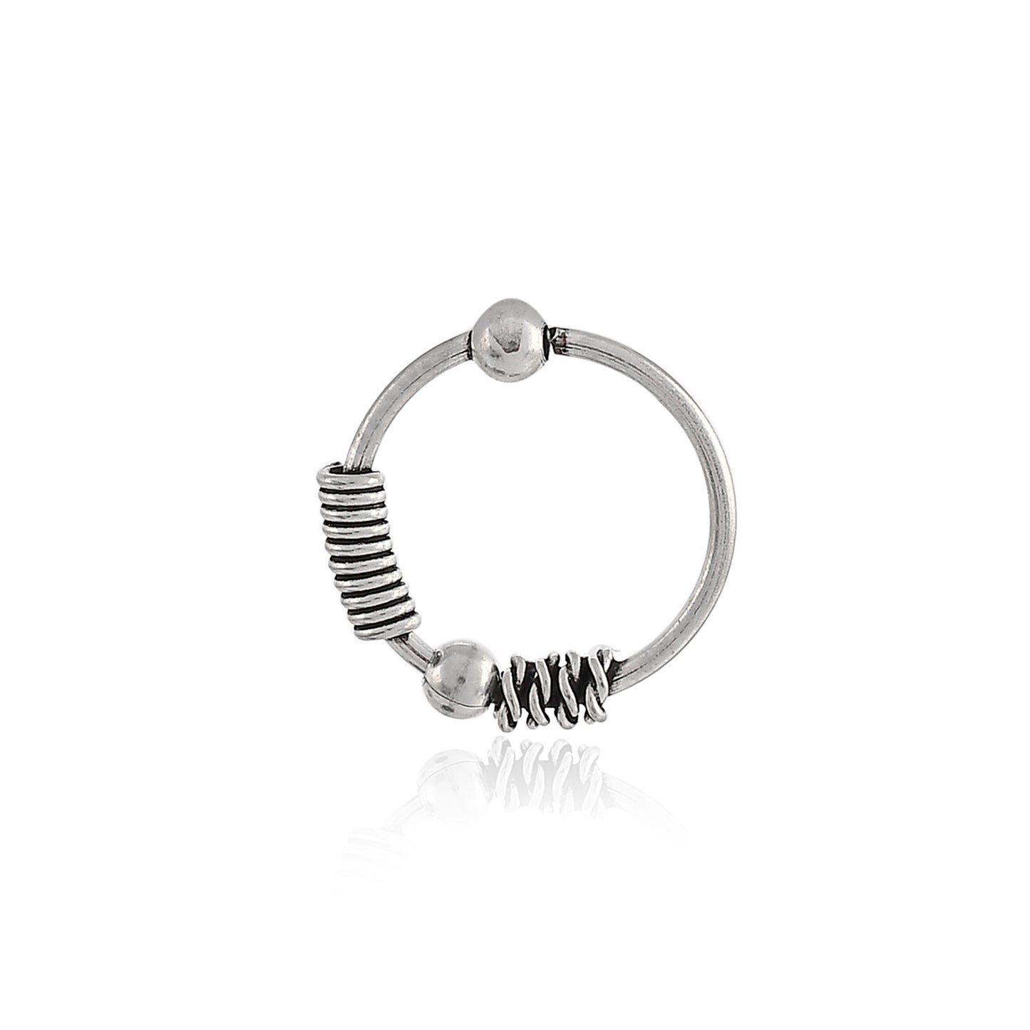 Sterling Silver 925 Oxidized Nose Ring - 10mm