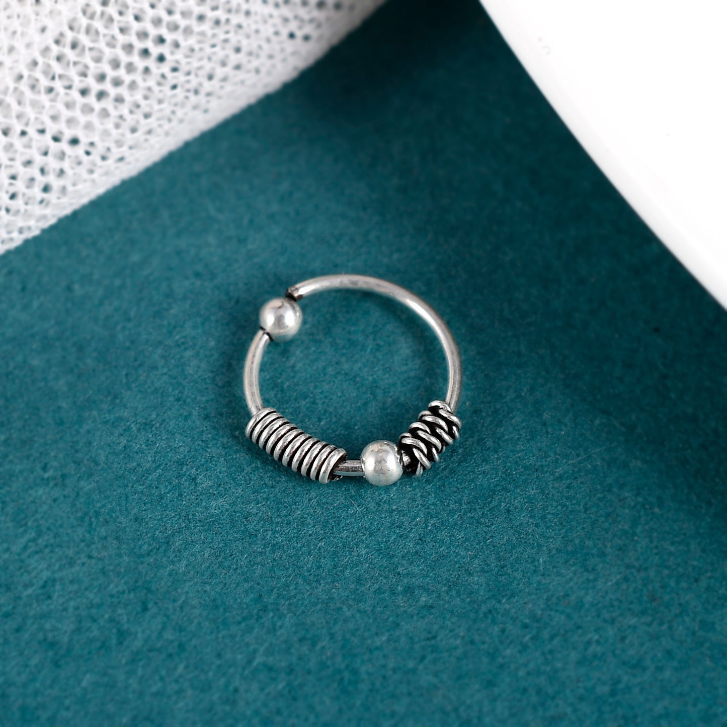Sterling Silver 925 Oxidized Nose Ring - 10mm