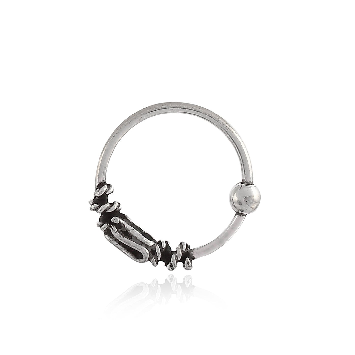 Sterling Silver 925 Oxidized Nose Ring - 10mm