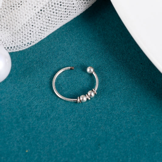 Sterling Silver 925 Oxidized Nose Ring - 10mm