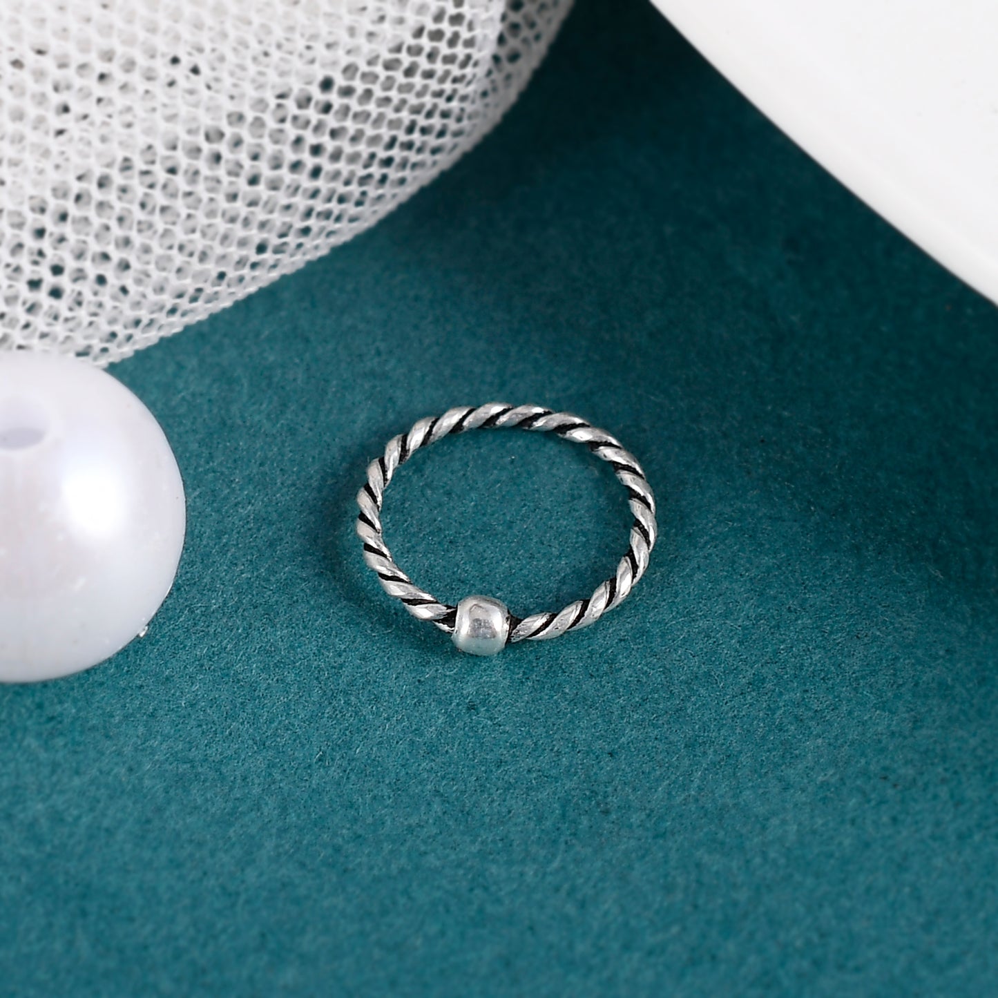 Sterling Silver 925 Oxidized Nose Ring - 10mm