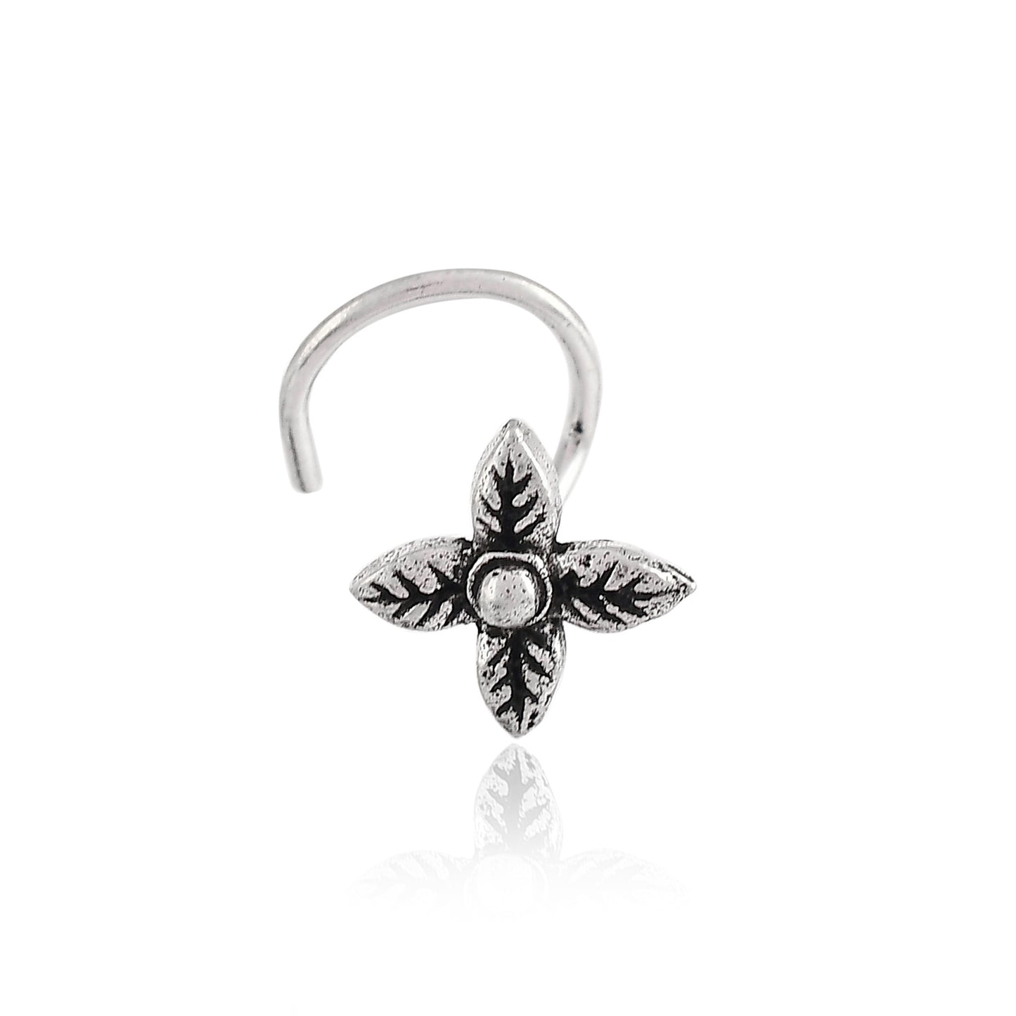 Sterling Silver 925 Oxidized Nose Pin For Women