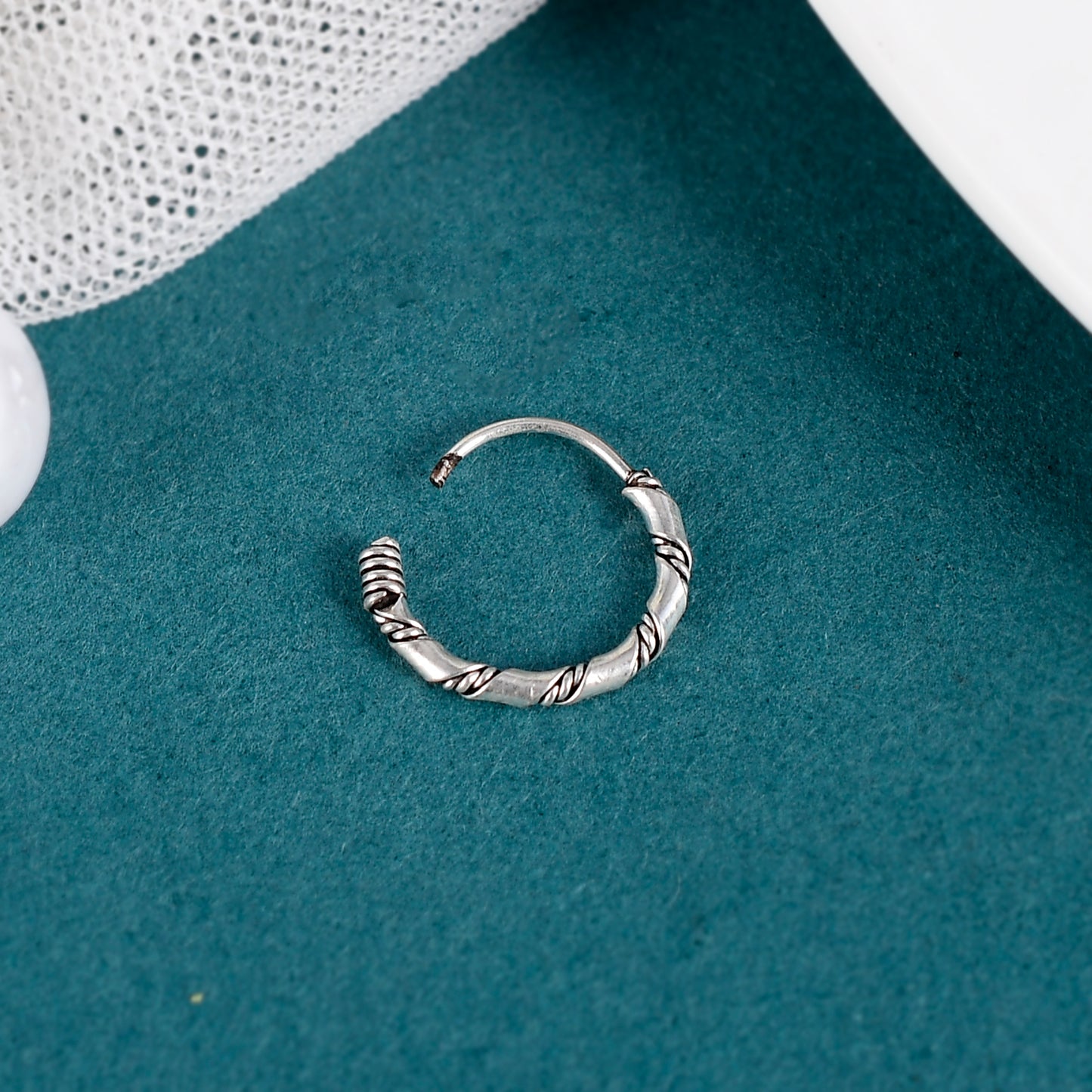 Sterling Silver 925 Oxidized Nose Ring - 10mm