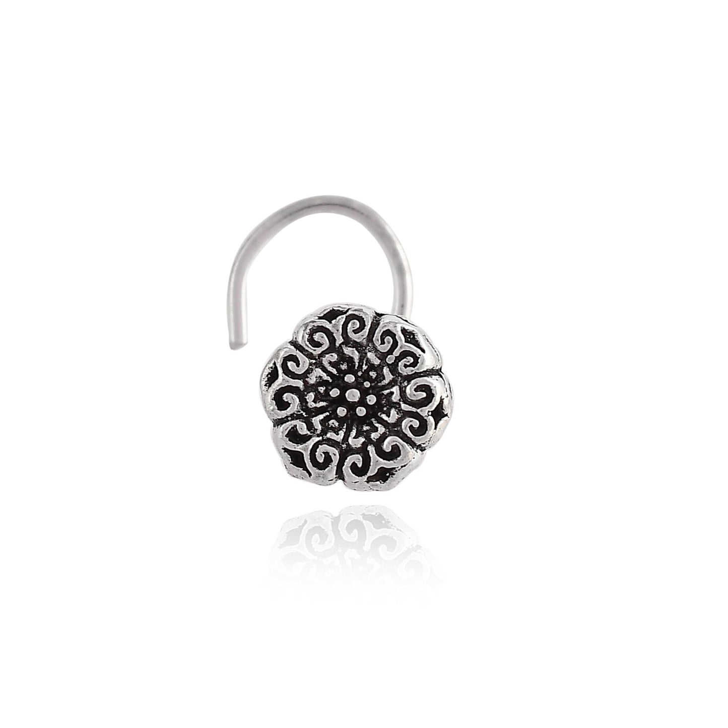 Sterling Silver 925 Oxidized Nose Pin For Women