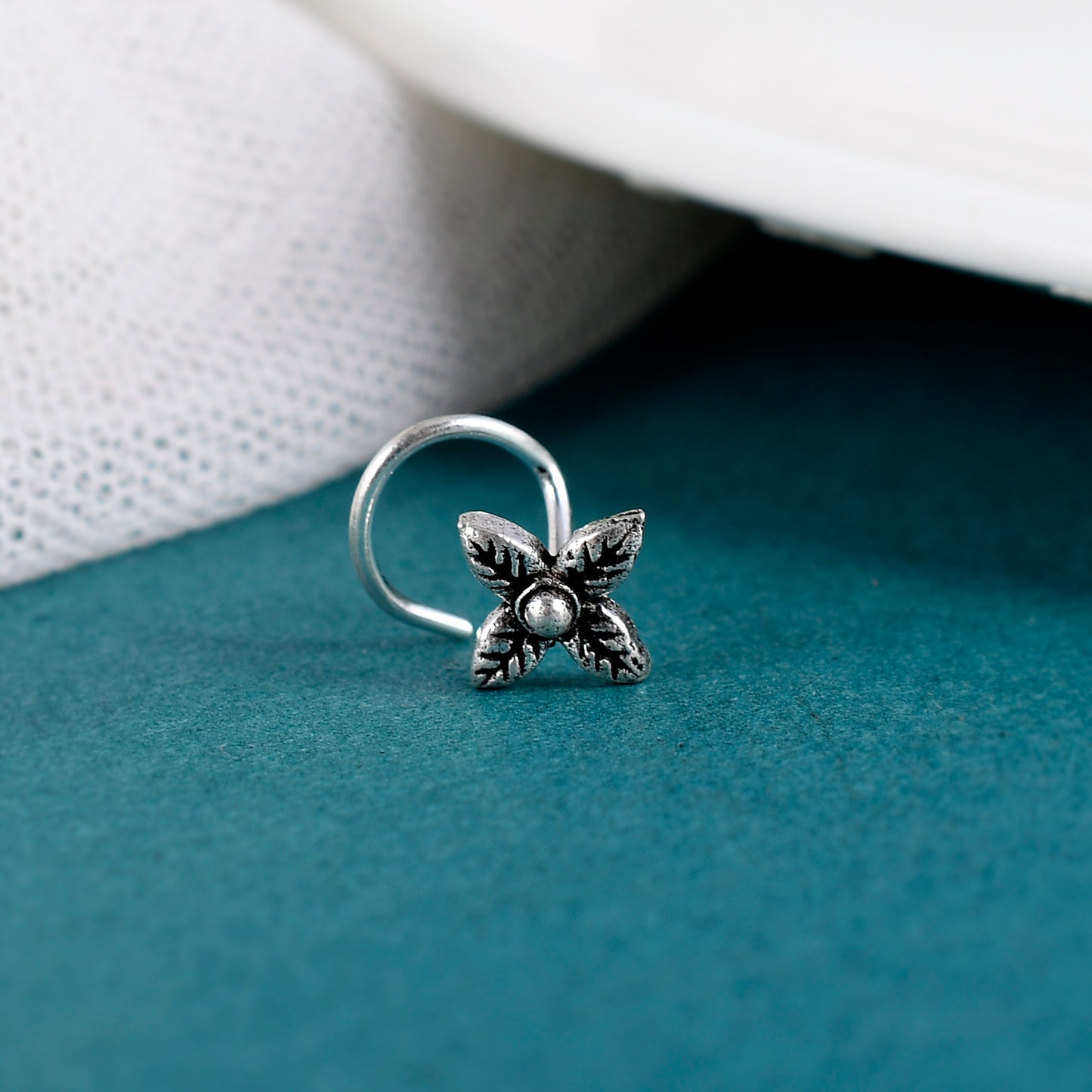 Sterling Silver 925 Oxidized Nose Pin For Women