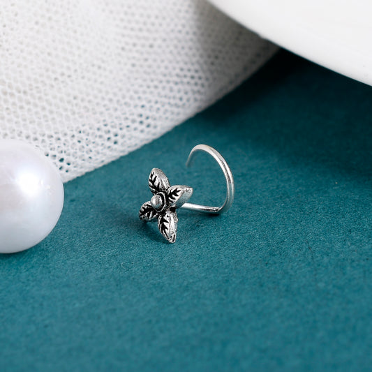 Sterling Silver 925 Oxidized Nose Pin For Women