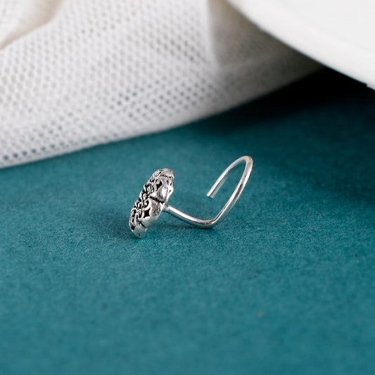Sterling Silver 925 Oxidized Nose Pin For Women