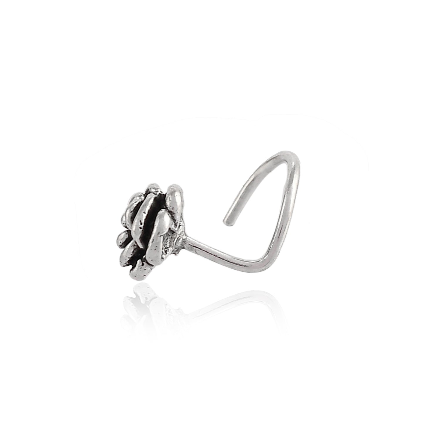 Sterling Silver 925 Oxidized Rose Nose Pin For Women