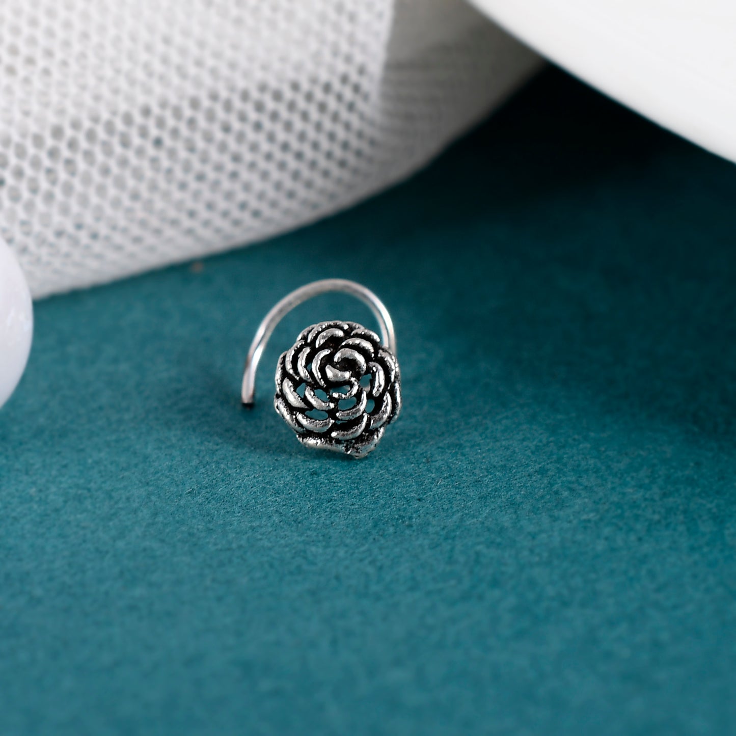 Sterling Silver 925 Oxidized Nose Pin For Women