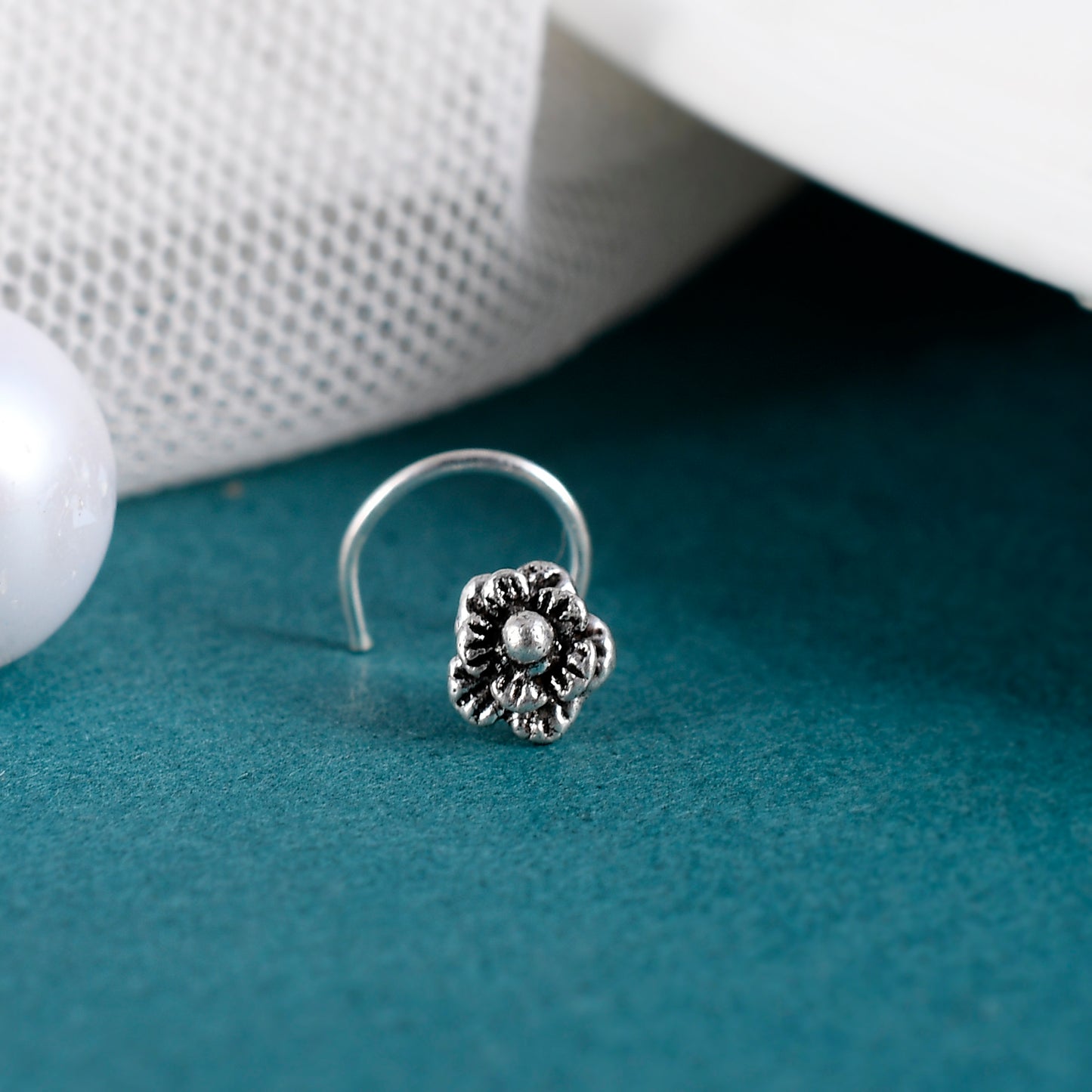 Sterling Silver 925 Oxidized Nose Pin For Women