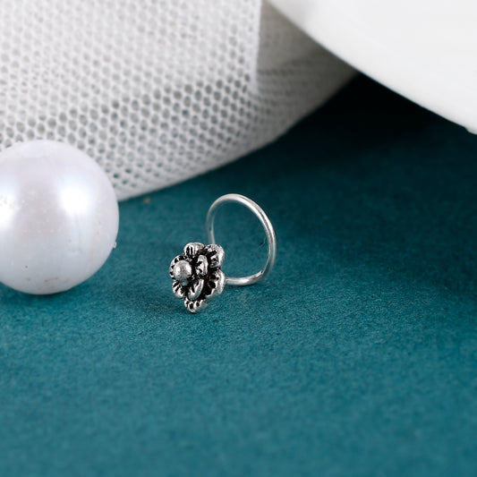 Sterling Silver 925 Oxidized Nose Pin For Women