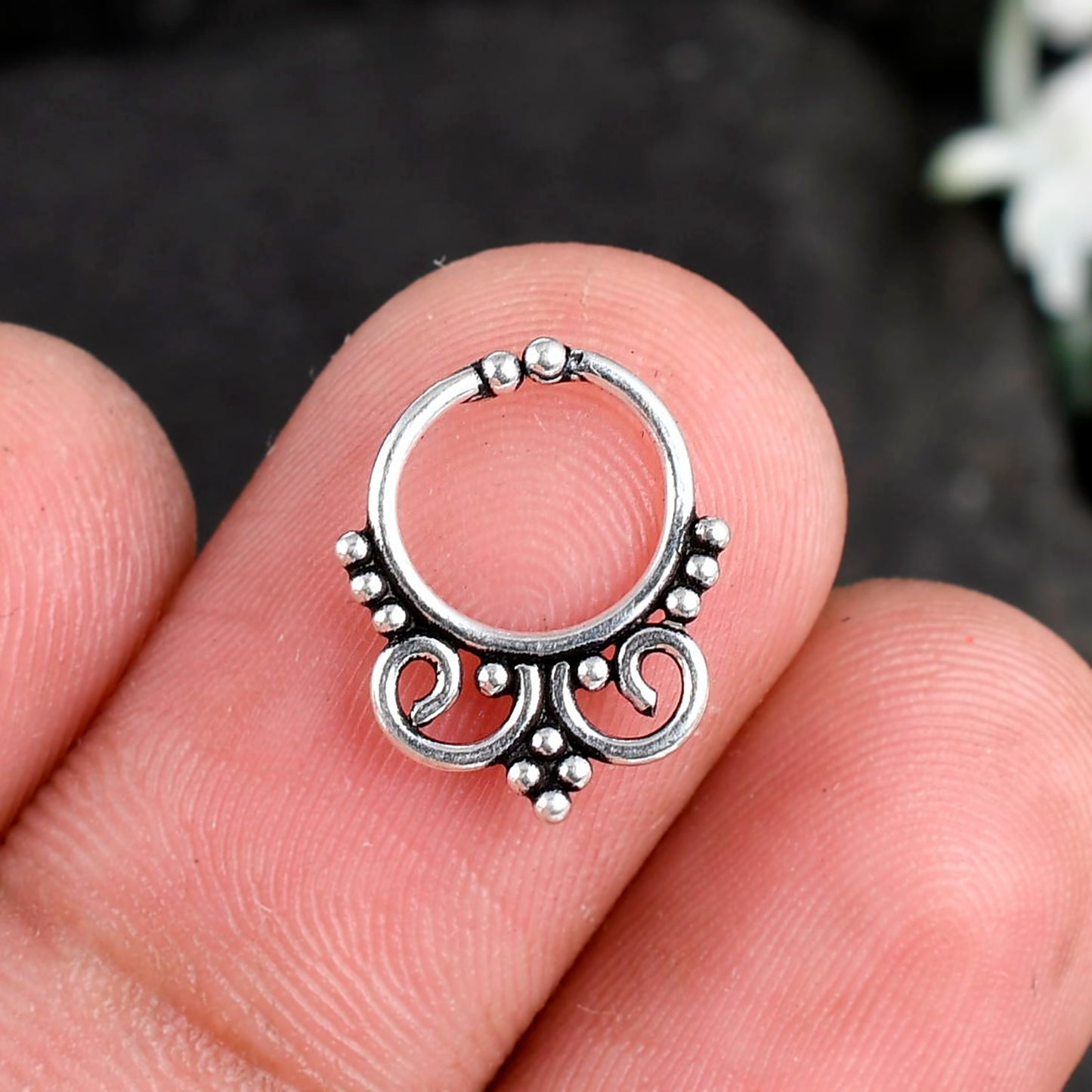 Sterling Silver 925 Septum Nose Ring For Non Pierced nose