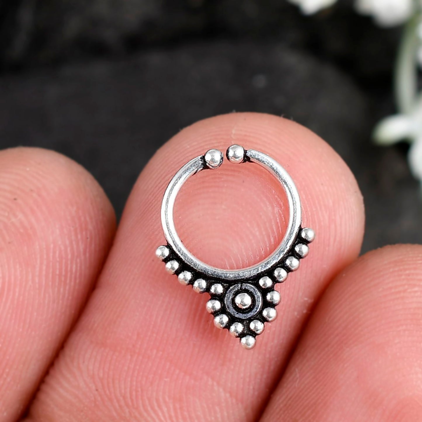 Sterling Silver 925 Septum Nose Ring For Non Pierced nose