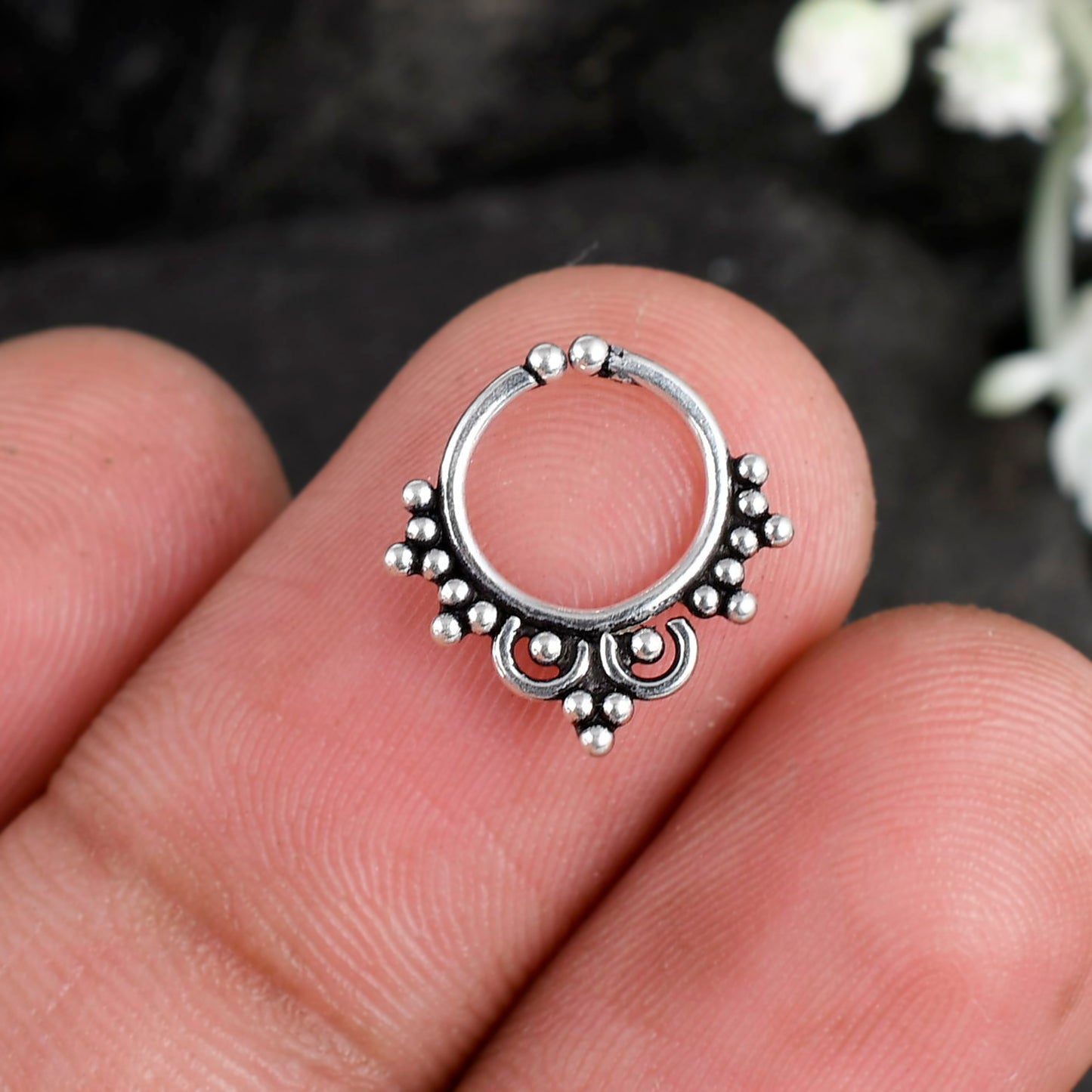 Sterling Silver 925 Septum Nose Ring For Non Pierced nose