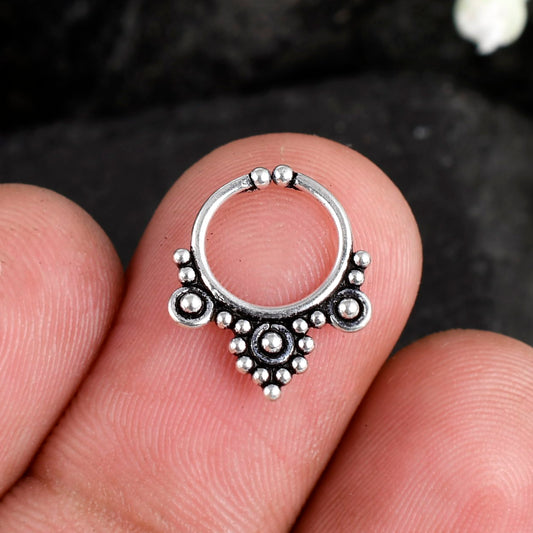 Sterling Silver 925 Septum Nose Ring For Non Pierced nose
