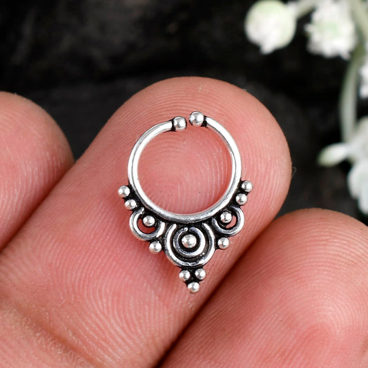 Sterling Silver 925 Septum Nose Ring For Non Pierced nose