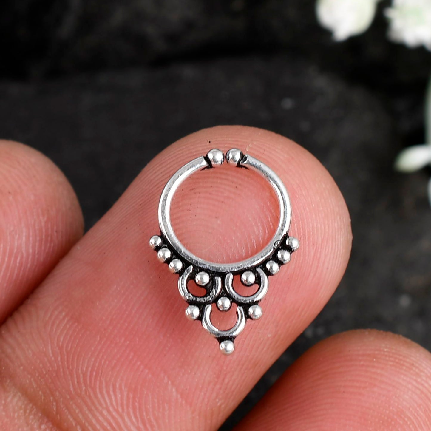 Sterling Silver 925 Septum Nose Ring For Non Pierced nose