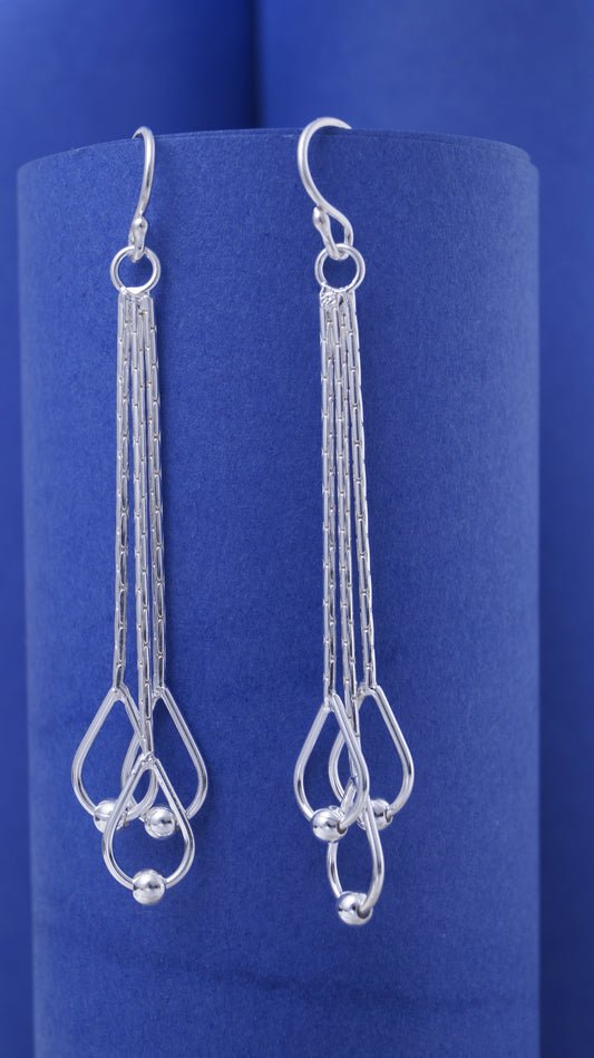 925 Sterling Silver Contemporary Drop Earrings For Women & Girls