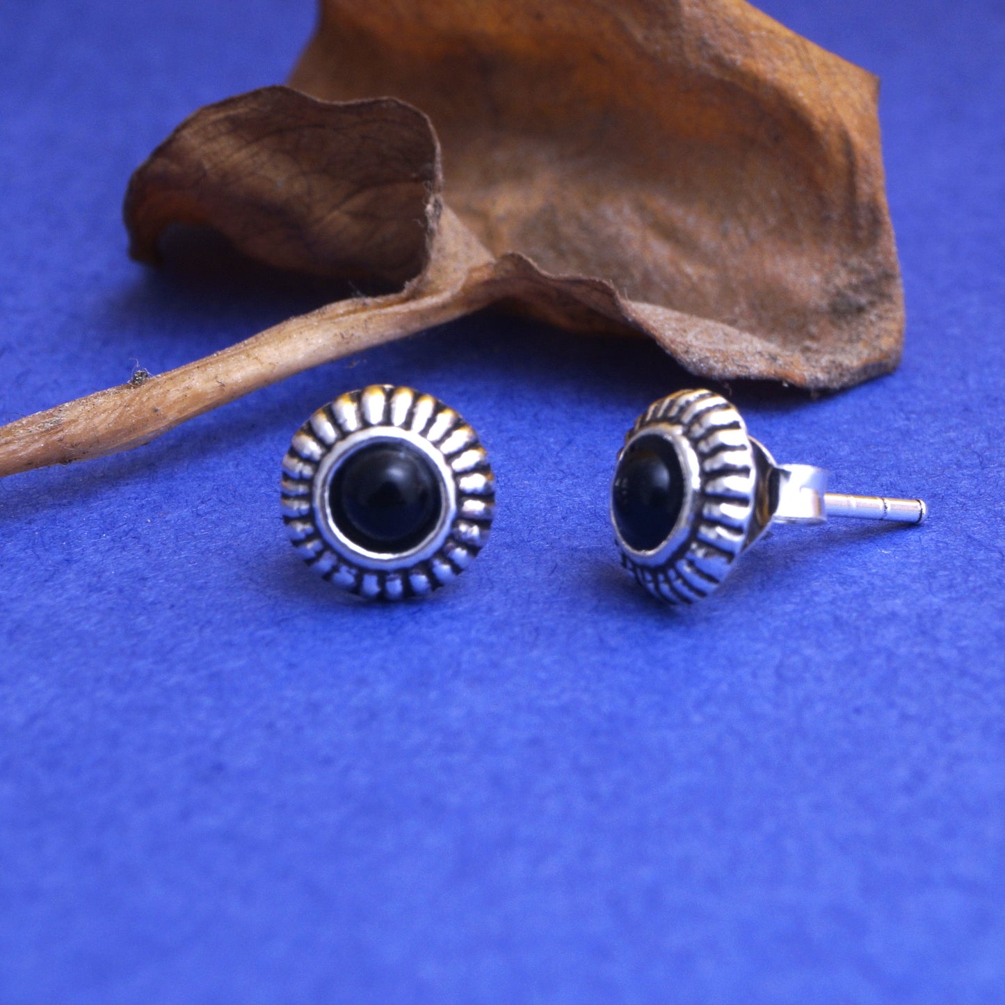 silver oxidised earring