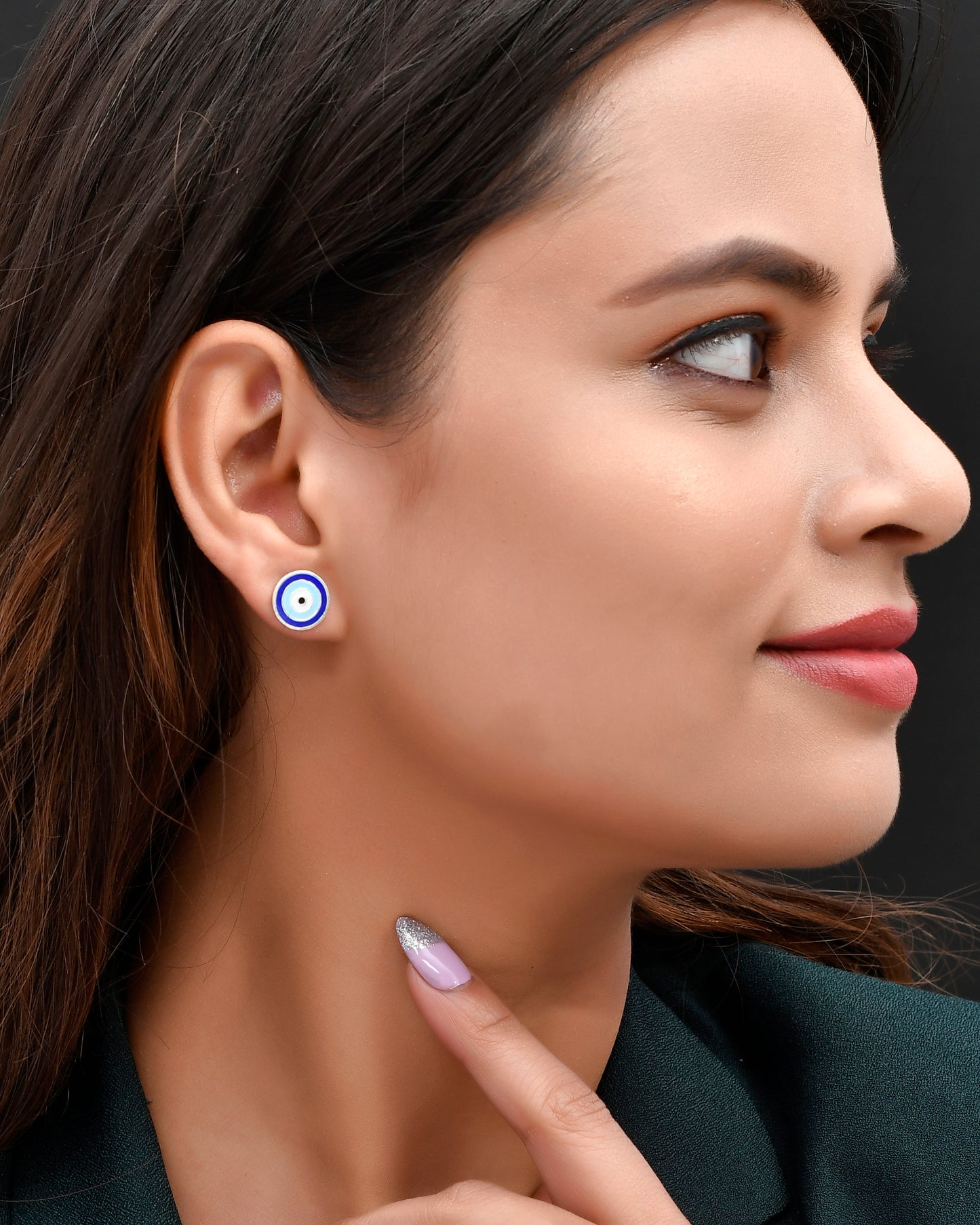 Sterling Silver Enamel Evil Eye Earring For Women
