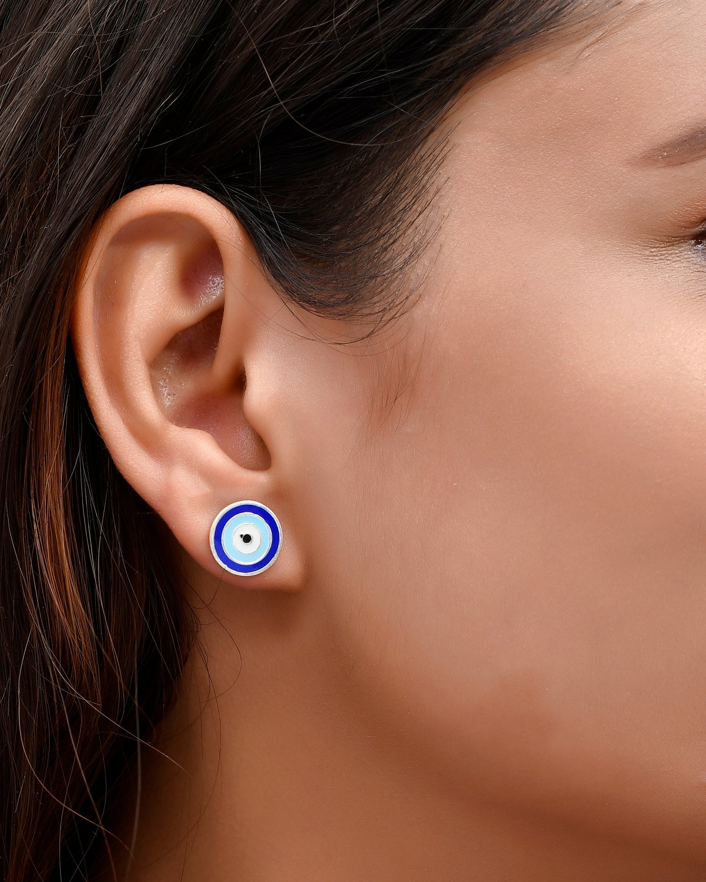 Sterling Silver Enamel Evil Eye Earring For Women