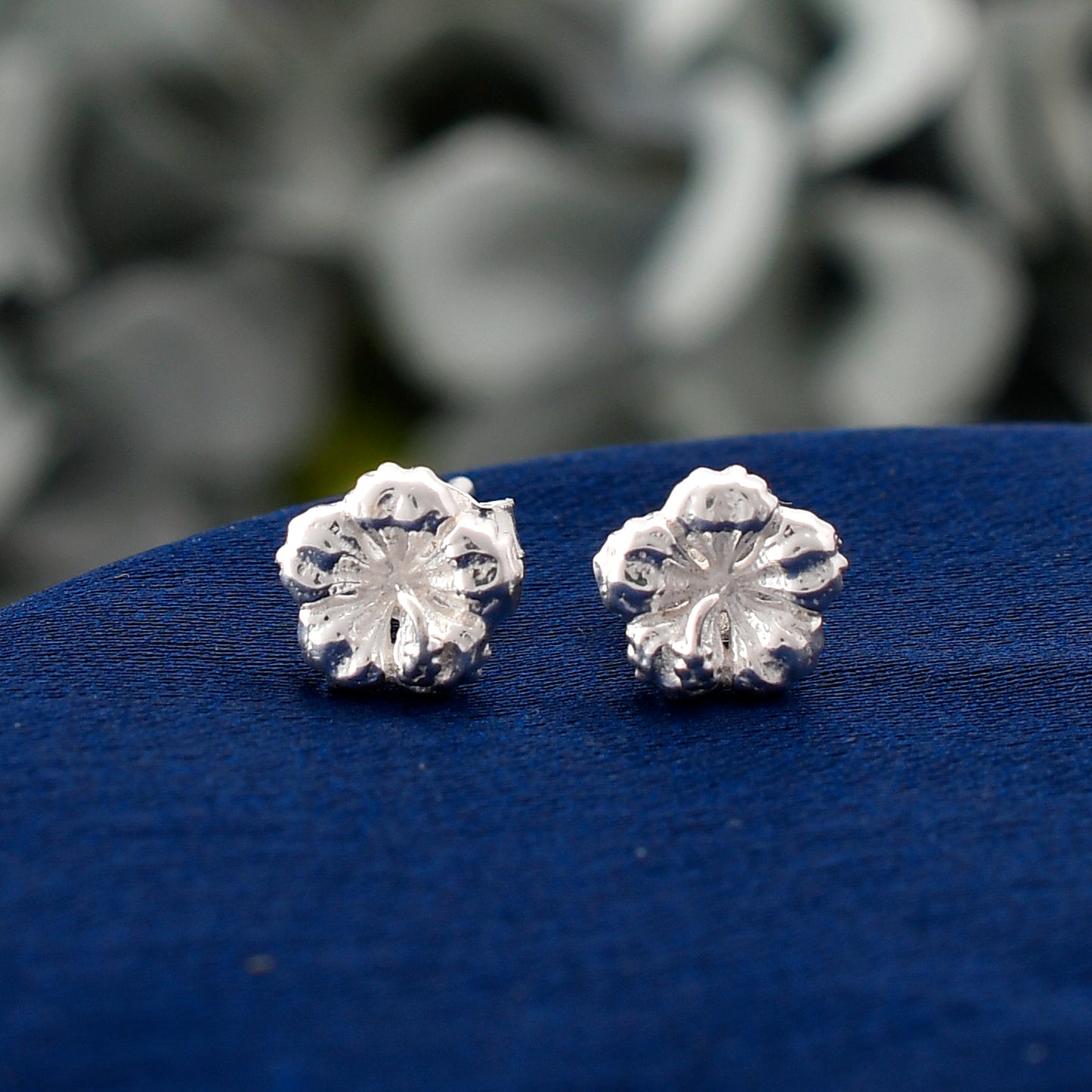 silver flower earring