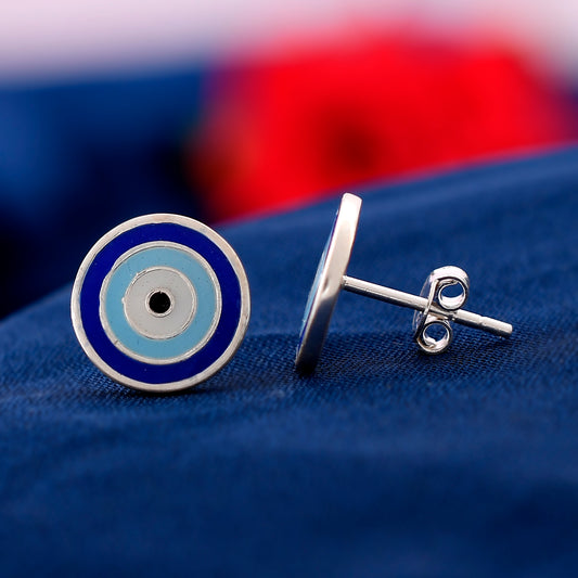 Sterling Silver Enamel Evil Eye Earring For Women