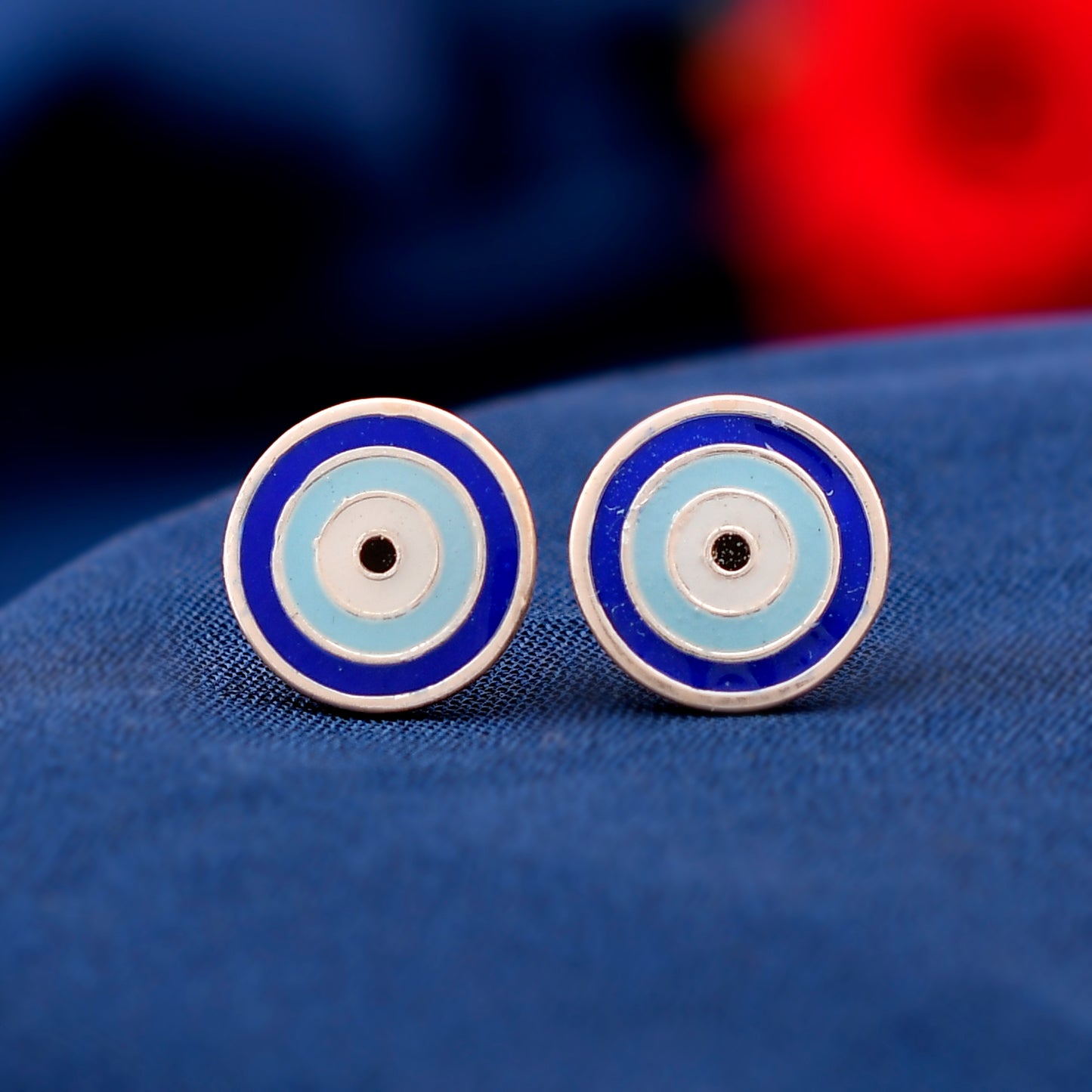 Sterling Silver Enamel Evil Eye Earring For Women