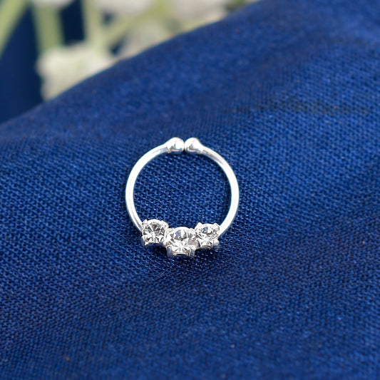 silver clip on cz septum
