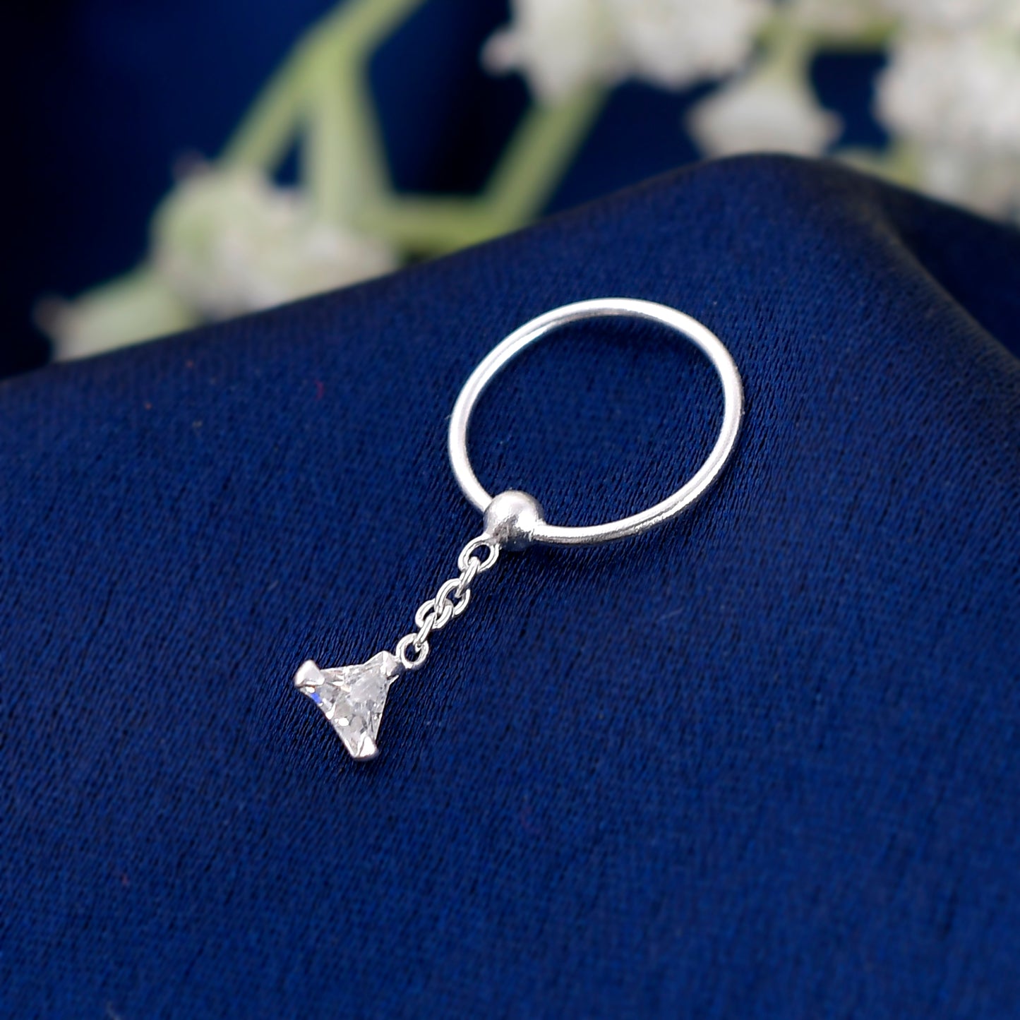 Sterling Silver 925 Tringle Charm Nose Ring - 10mm