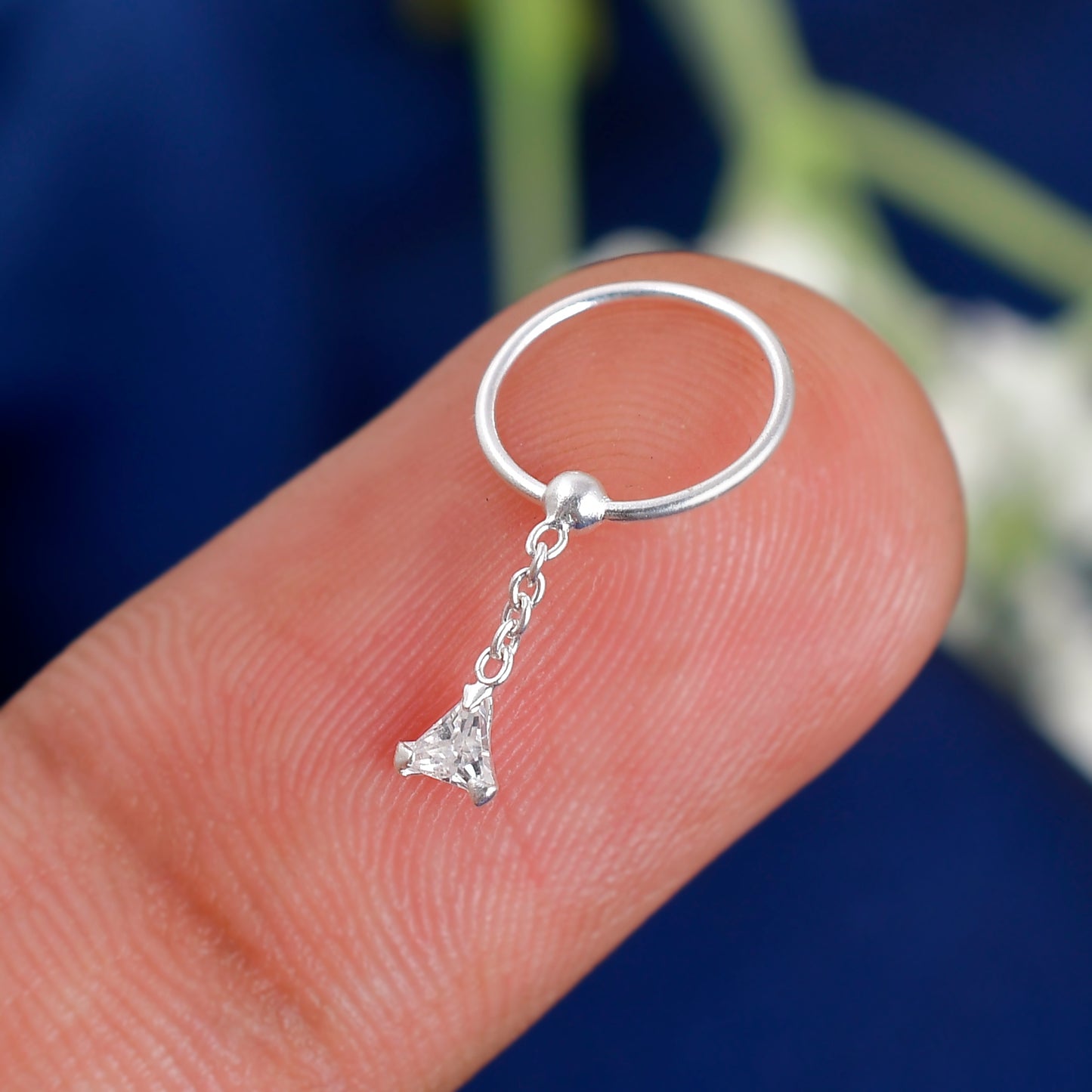 Sterling Silver 925 Tringle Charm Nose Ring - 10mm