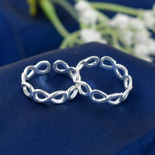 925 Sterling Silver Infinity Toe Rings For Women (Free Size)