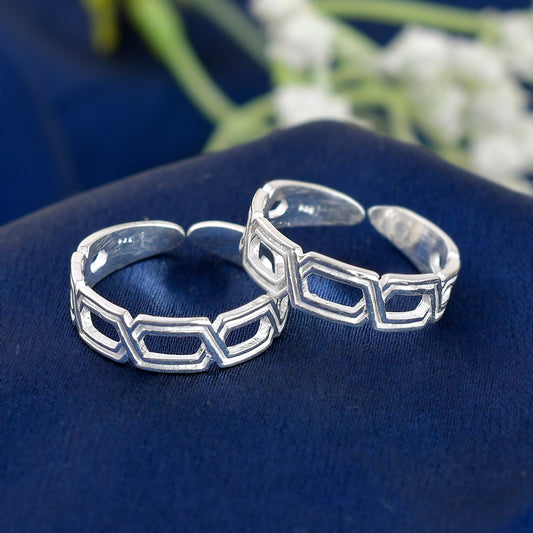 925 Sterling Silver curb Toe Rings For Women (Free Size)