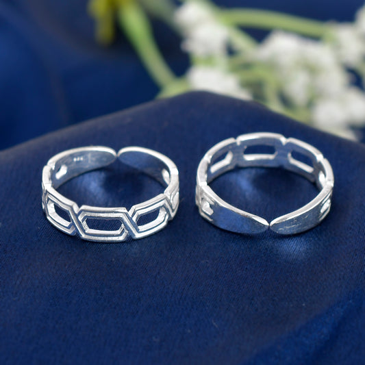 925 Sterling Silver curb Toe Rings For Women (Free Size)