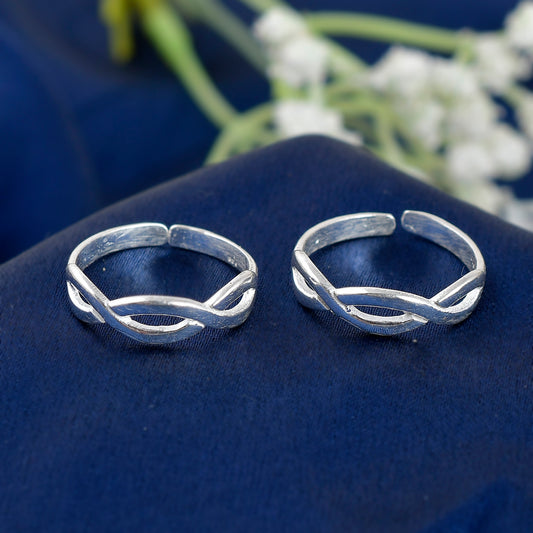 925 Sterling Silver Infinity Toe Rings For Women (Free Size)