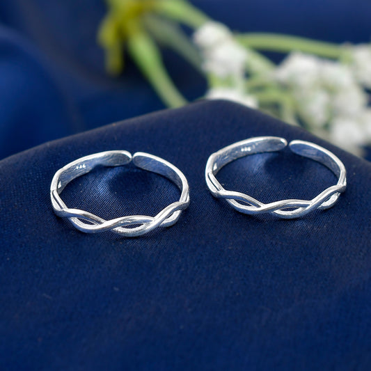 925 Sterling Silver Infinity Toe Rings For Women (Free Size)