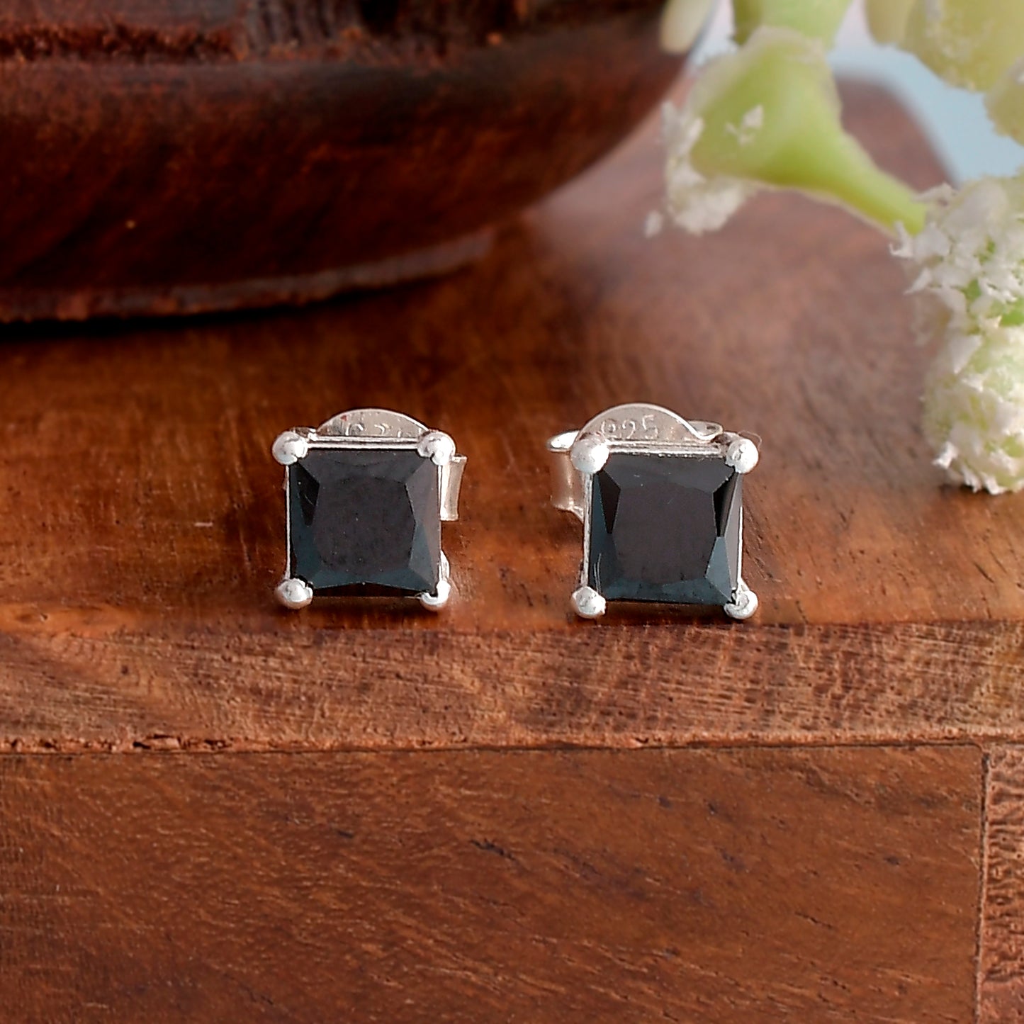 men silver earrings