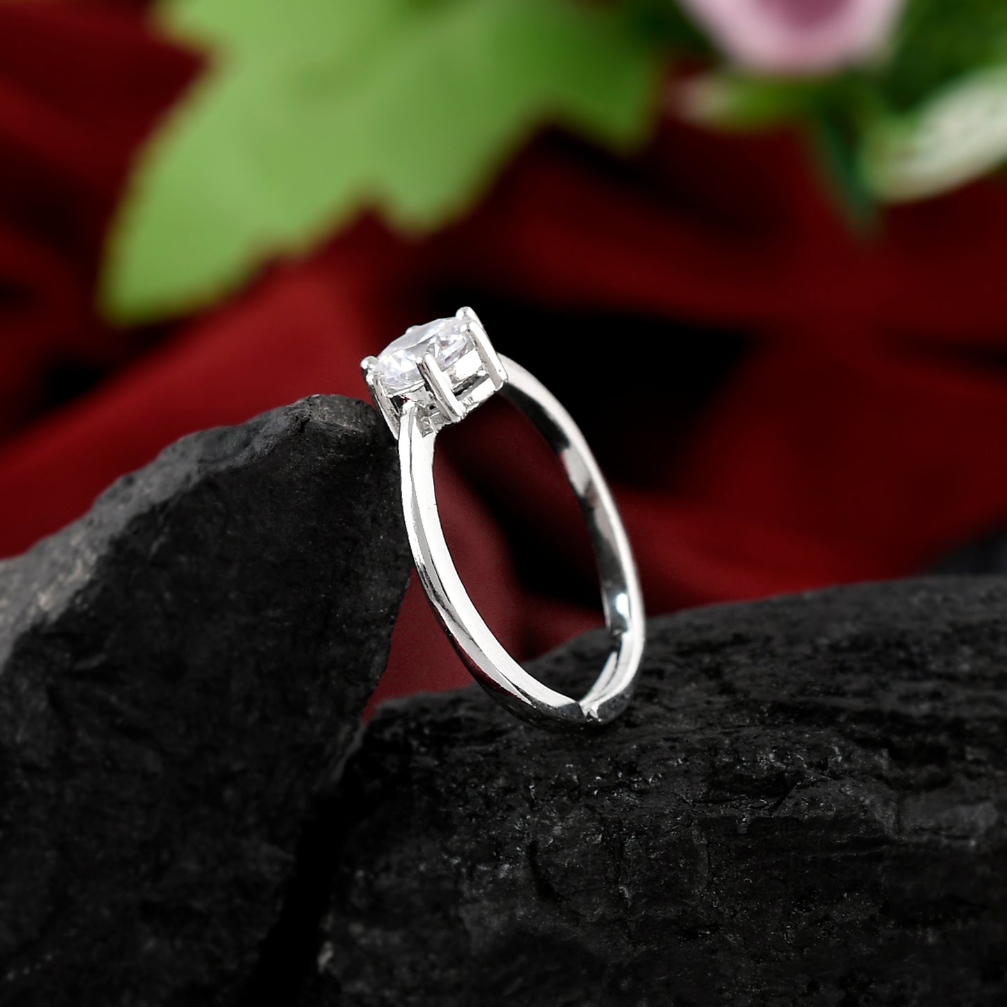 Sterling Silver 925 CZ Solitaire Ring For Women